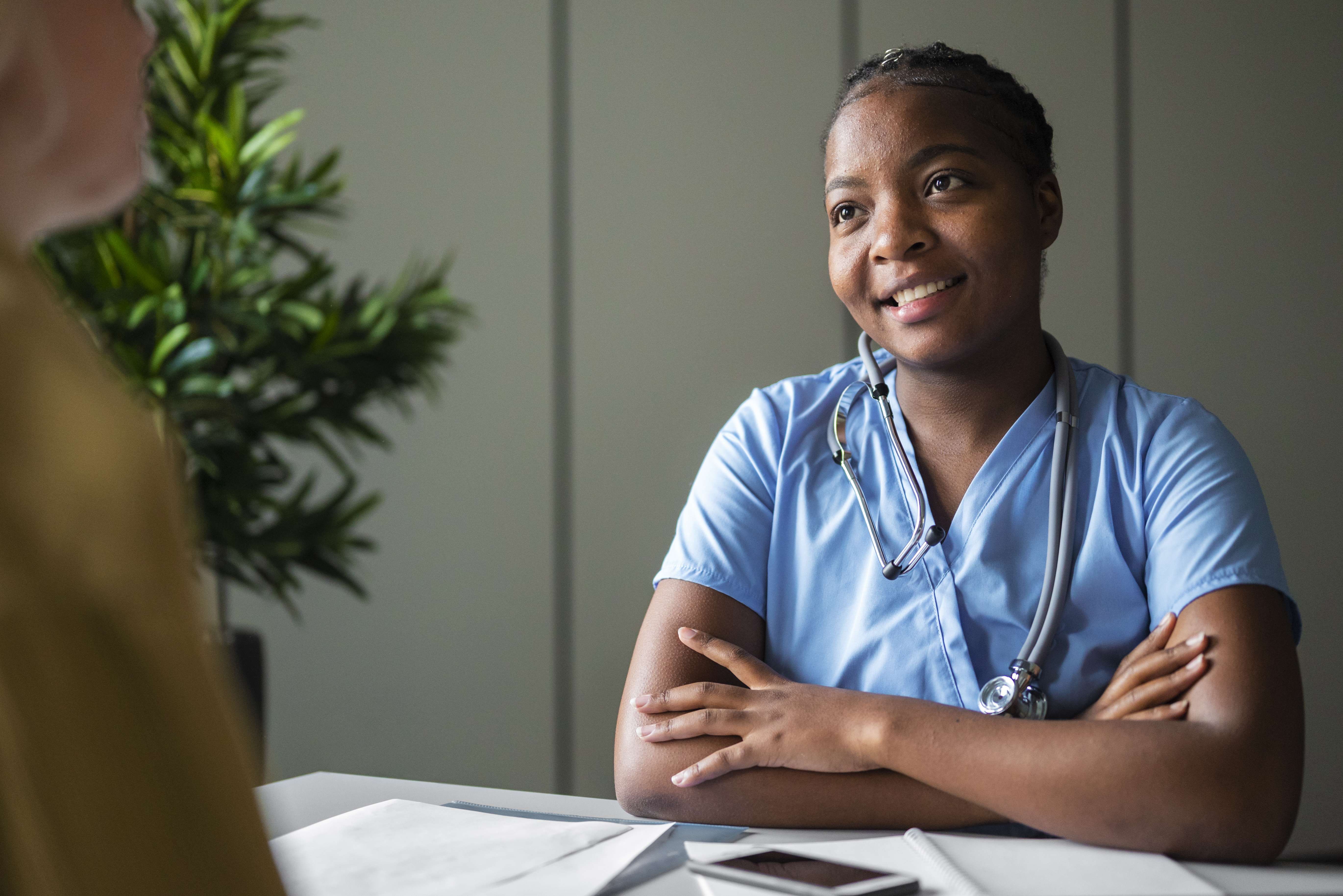 nurse at desk